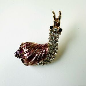 Snail purple crystal brooch pin NEW